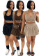 Women Turndown Collar Tank Top and Pleated Skirt Two-Piece Set