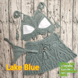 Women Crochet Bikini Tassel Top Beach Skirt Swimwear Set