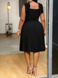 Plus Size Women Summer Elegant Pleated Sleeveless Dress