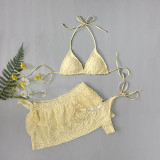 Women Lace-Up Skirt Swimwear Three-Piece