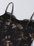 Women Summer Print Sexy Lace Patchwork Asymmetrical Maxi Strap Dress