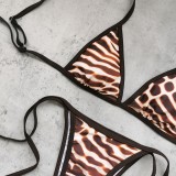 Women Leopard Print Sexy Backless Top and Mesh Pants Two-Piece Set