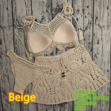 Women Crochet Bikini Tassel Top Beach Skirt Swimwear Set