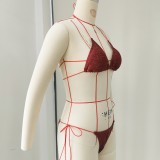 Women Lace-Up Sexy Backless Two-Piece Swimwear