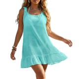 Women Bikini Cover-Up Ruffle Lace-Up Bow Beach Skirt