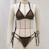 Women Faux Two-Piece Lace-Up Sexy Backless Bikini Two-Piece Swimwear