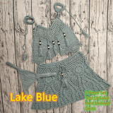 Women Crochet Bikini Tassel Top Beach Skirt Swimwear Set