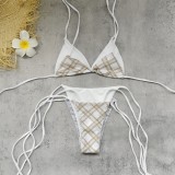 Women Faux Two-Piece Lace-Up Sexy Backless Bikini Two-Piece Swimwear
