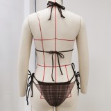 Women Faux Two-Piece Lace-Up Sexy Backless Bikini Two-Piece Swimwear
