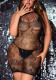 Plus Size Women Sexy Rhinestone Fishnet Lace See-Through Hollow-Out Bodycon Dress