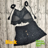 Women Crochet Bikini Tassel Top Beach Skirt Swimwear Set
