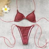 Women Lace-Up Sexy Backless Two-Piece Swimwear