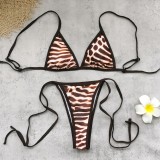 Women Leopard Print Sexy Backless Top and Mesh Pants Two-Piece Set