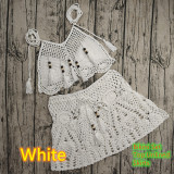 Women Crochet Bikini Tassel Top Beach Skirt Swimwear Set