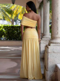Women Summer Sexy Strapless Top and Ribbon Pleated Skirt Two-Piece Set