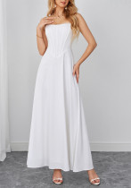 Women Summer Sexy Backless Lace-Up Herringbone Maxi Strap Dress