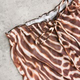 Women Leopard Print Sexy Backless Top and Mesh Pants Two-Piece Set