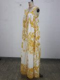 Women Holidays Printed Spaghetti Strap Wide-Leg Jumpsuit