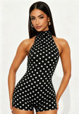 Women Sexy Halter Neck Tie-Waist Sleeveless Romper