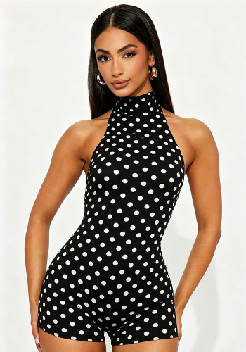 Women Sexy Halter Neck Tie-Waist Sleeveless Romper