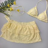 Women Lace-Up Skirt Swimwear Three-Piece