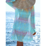 Women Sexy Long-Sleeved Mesh Cover-Up Swimwear Three-Piece