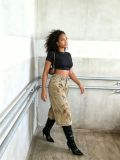 Women Washed Dirty Denim Capri Pants