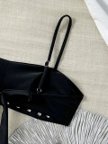 Women's Summer Beach Holidays Rivet Strap Bikini Two-Piece Swimsuit