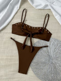 Women's Summer Beach Holidays Rivet Strap Bikini Two-Piece Swimsuit
