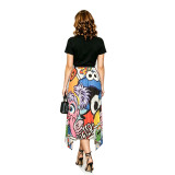 Women's Sweet Cartoon Print Pleated Skirt
