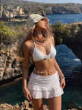 Women's Holidays Floral Embroidery Bikini Beach Skirt Three-Piece Swimsuit