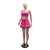 Women's Strapless Letter Tape Sports Skirt Set