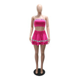 Women's Strapless Letter Tape Sports Skirt Set