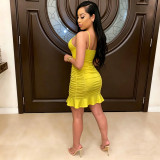 Women's Sexy Low Back Solid Color Strap A-Line Dress