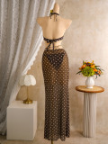 Women's Holidays Polka Dot Shell Button Strap Bikini Three-Piece Swimsuit