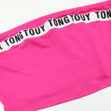 Women's Strapless Letter Tape Sports Skirt Set