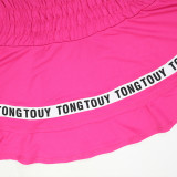 Women's Strapless Letter Tape Sports Skirt Set