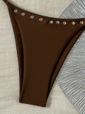Women's Summer Beach Holidays Rivet Strap Bikini Two-Piece Swimsuit