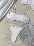 Women's Summer Beach Holidays Rivet Strap Bikini Two-Piece Swimsuit