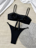 Women's Summer Beach Holidays Rivet Strap Bikini Two-Piece Swimsuit