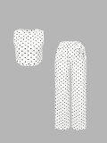 Women's Spring Summer Polka Dot High Waist Loose Slim Fit Straight Leg Wide Leg Long Pants Set