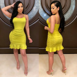 Women's Sexy Low Back Solid Color Strap A-Line Dress