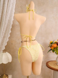 Women's Holidays Floral Embroidery Bikini Beach Skirt Three-Piece Swimsuit