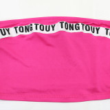 Women's Strapless Letter Tape Sports Skirt Set