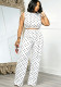 Women's Spring Summer Polka Dot High Waist Loose Slim Fit Straight Leg Wide Leg Long Pants Set