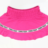 Women's Strapless Letter Tape Sports Skirt Set