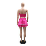 Women's Strapless Letter Tape Sports Skirt Set