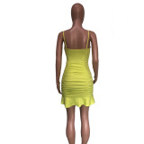 Women's Sexy Low Back Solid Color Strap A-Line Dress