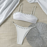 Women's Summer Beach Holidays Rivet Strap Bikini Two-Piece Swimsuit