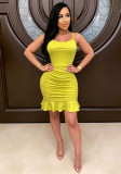 Women's Sexy Low Back Solid Color Strap A-Line Dress
